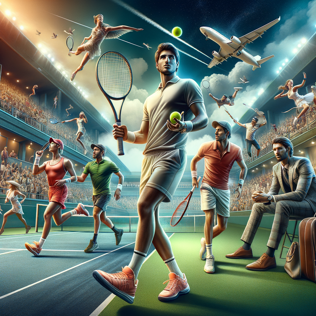 Celebrity tennis players in action, showcasing the glamour of professional tennis and the luxurious tennis star lifestyle, redefining sports stardom.