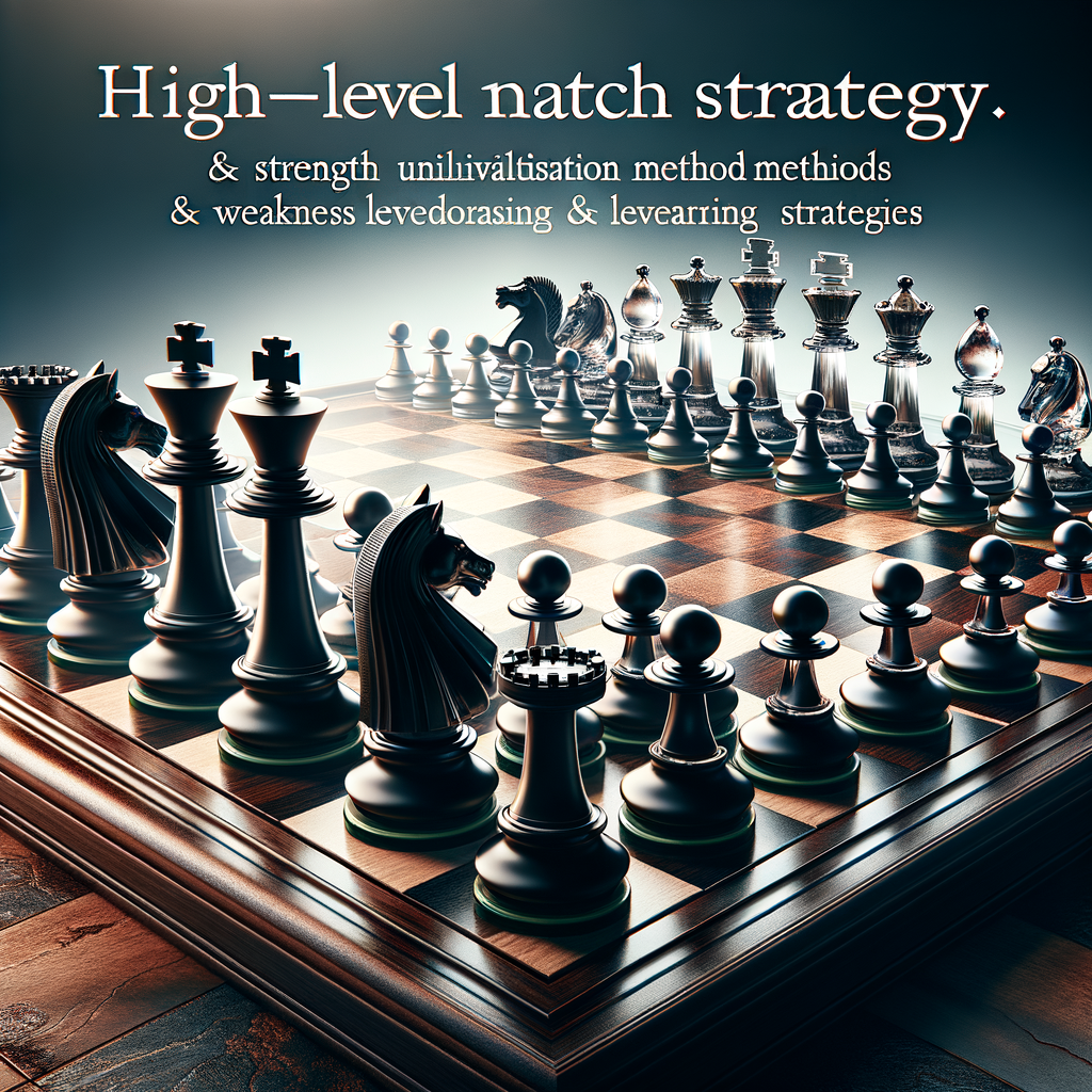 Advanced match strategies demonstrated on a chessboard, illustrating the mastery of match strategy techniques, exploiting weaknesses in games, and capitalizing on strengths in matches for strategy game mastery.